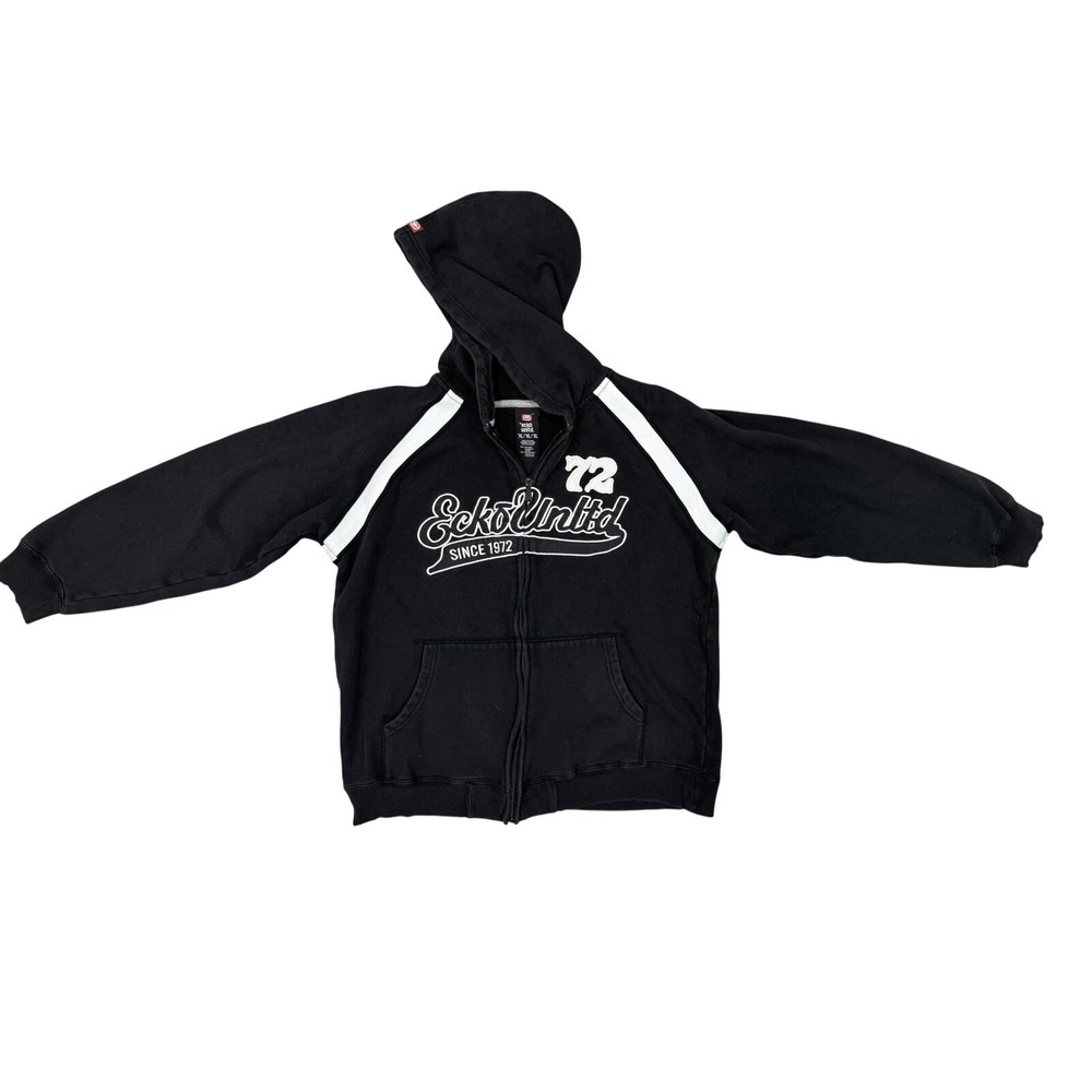 Y2K Skater Streetwear Ecko UNLTD  Black Zip Up Adult Hoodie Jacket XL  READ NOTE